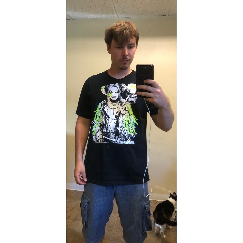 Birds of Prey‎ Harley Quinn T-Shirt Mens XL Black Neon Graphic DC Comics Movie